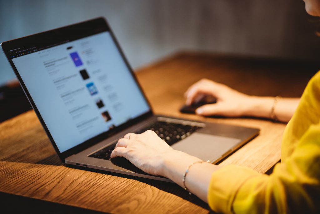 woman working on laptop