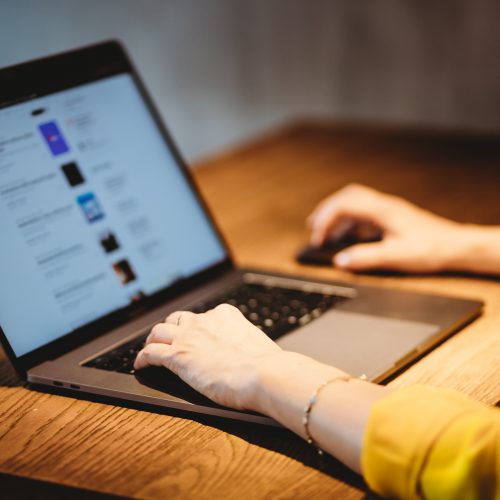 woman working on laptop