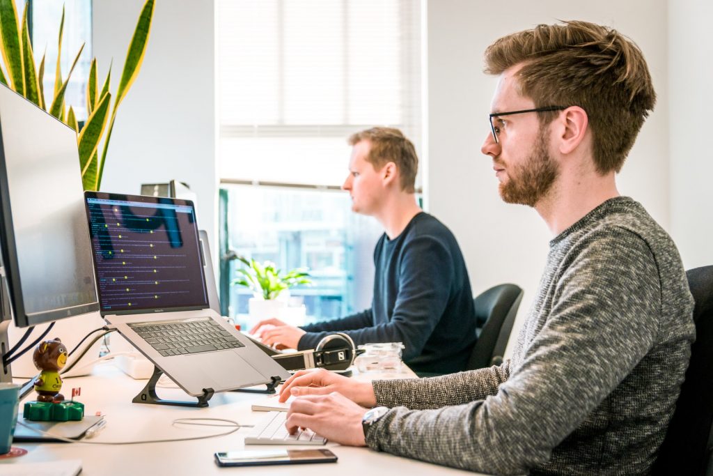 man working on laptop