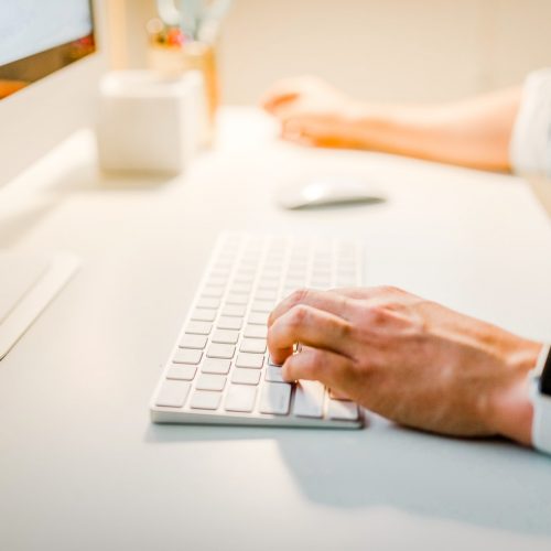 person typing